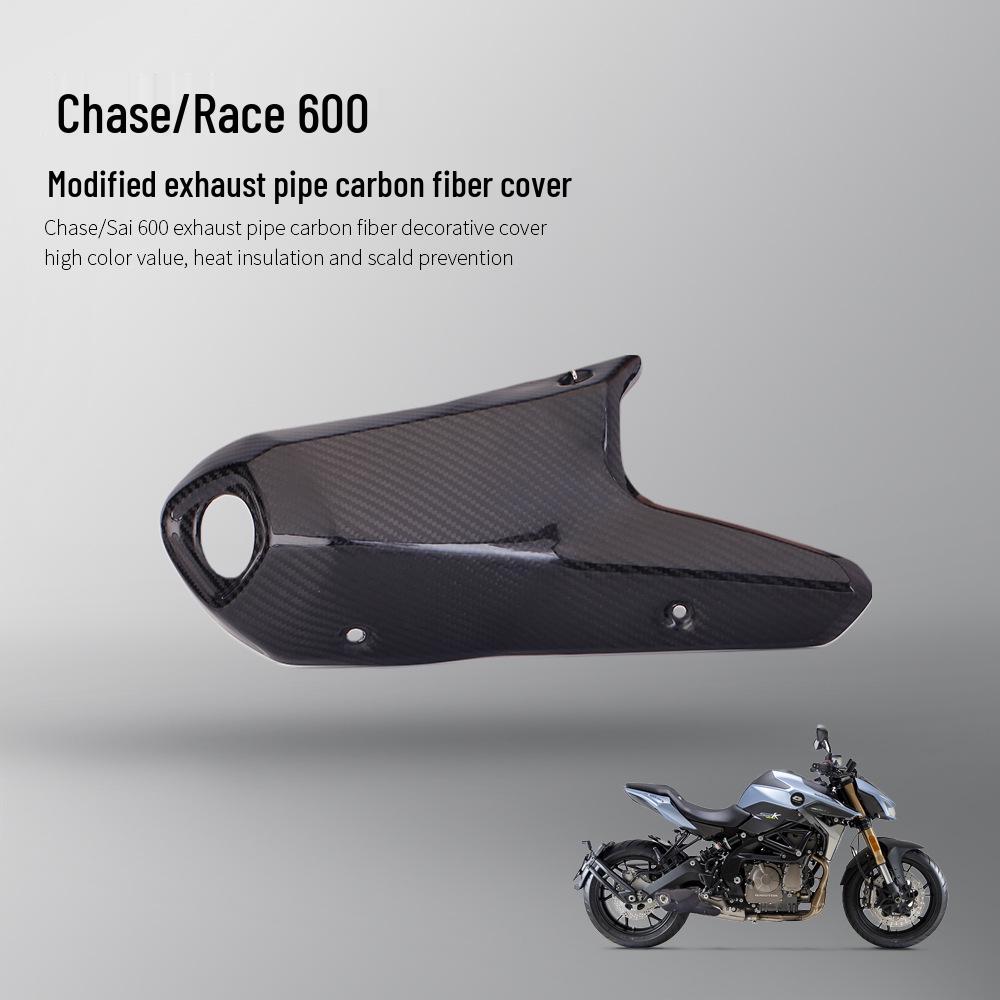 600cc Motorcycle Modified Stainless Steel Exhaust with Carbon Fiber Cover