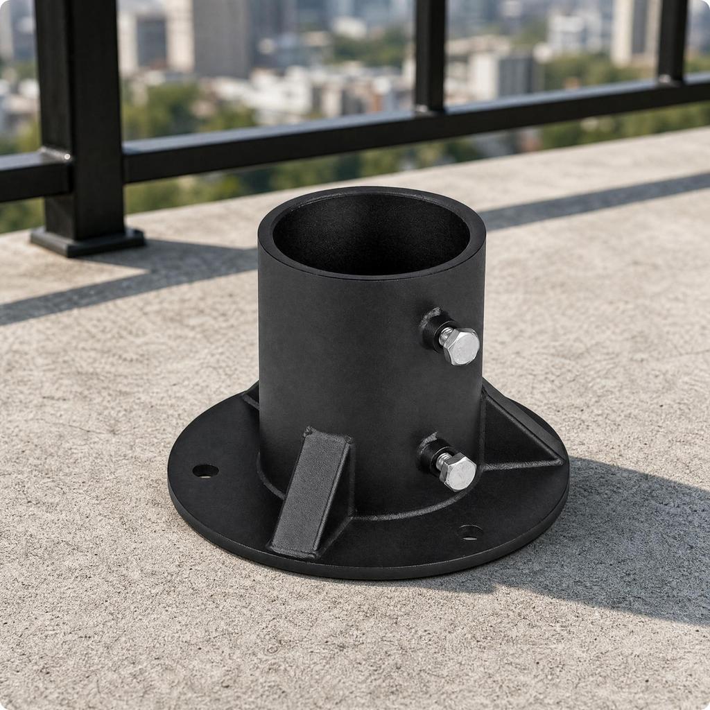 Steel Post Anchor Base Heavy-Duty Hardware Reinforced for Light Poles, Flagpoles