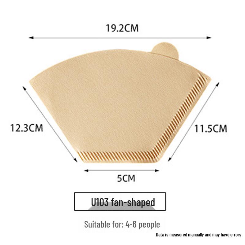 V60 Fan-shaped Raw Wood Pulp Coffee Filter, 100 Sheets, Hand Drip Disposable