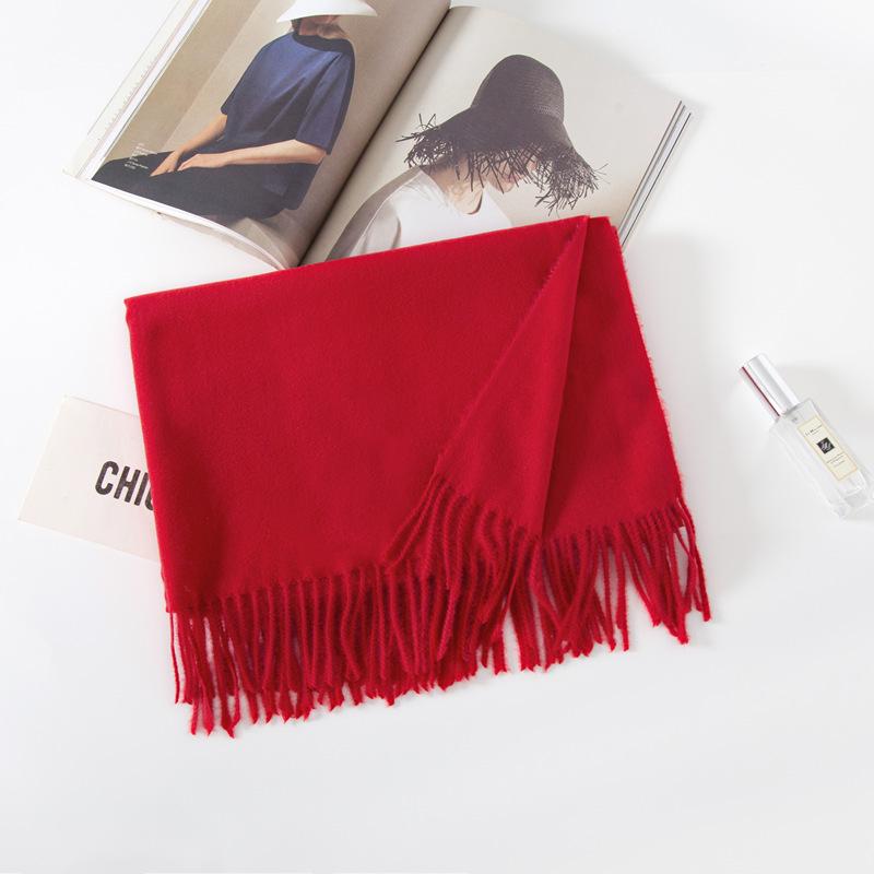 Women's Red Plaid Cashmere-Like Scarf Shawl - Warm, Versatile, Fashionable for Autumn and Winter