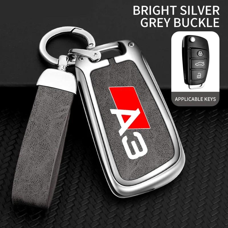 2026 Hot Zinc Alloy Leather Car Remote Control Key Case Cover Holder Shell For Qaz1 A3 8P 8V 8L S3 RS3 Custom LOGO Protected Keychain Bag