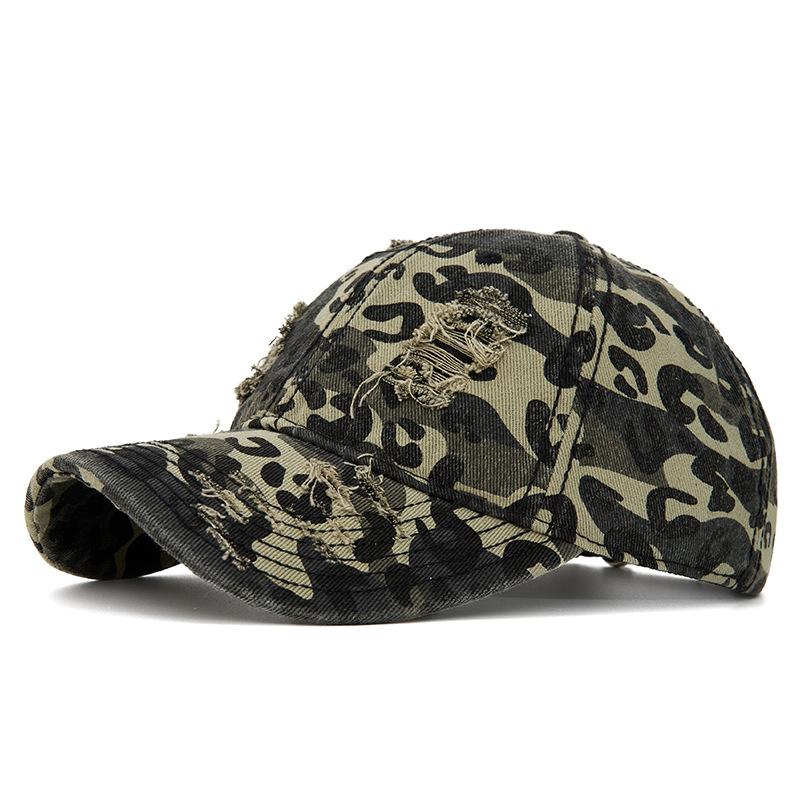 Ripped Camouflage Baseball Cap Unisex Hip Hop Cotton Cap
