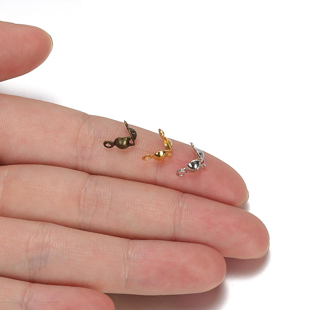 200pcs 4x7mm DIY Ball Chain Clasp End Crimps Calotte Connectors Beads Fastener Accessories for Jewelry Making Components