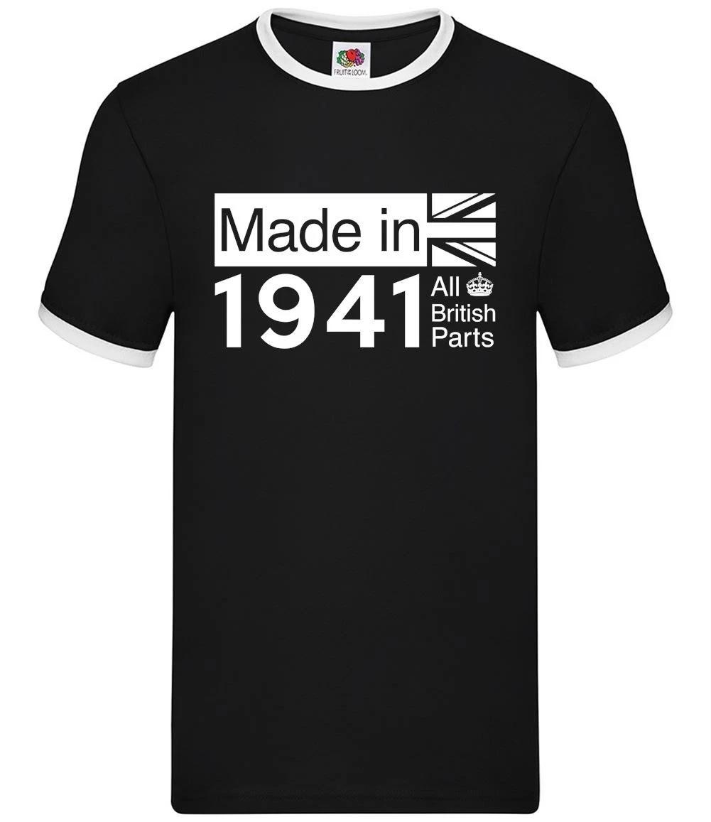 Made In 1941 All British Parts Crown - Mens Ringer - 83rd Birthday Gift Present XXXXL