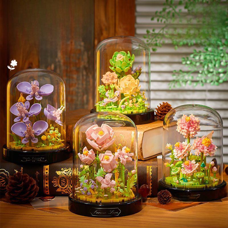 Belledi Eternal Flower Building Blocks: Handmade Educational Toy Bouquet for Valentine's Day Gift