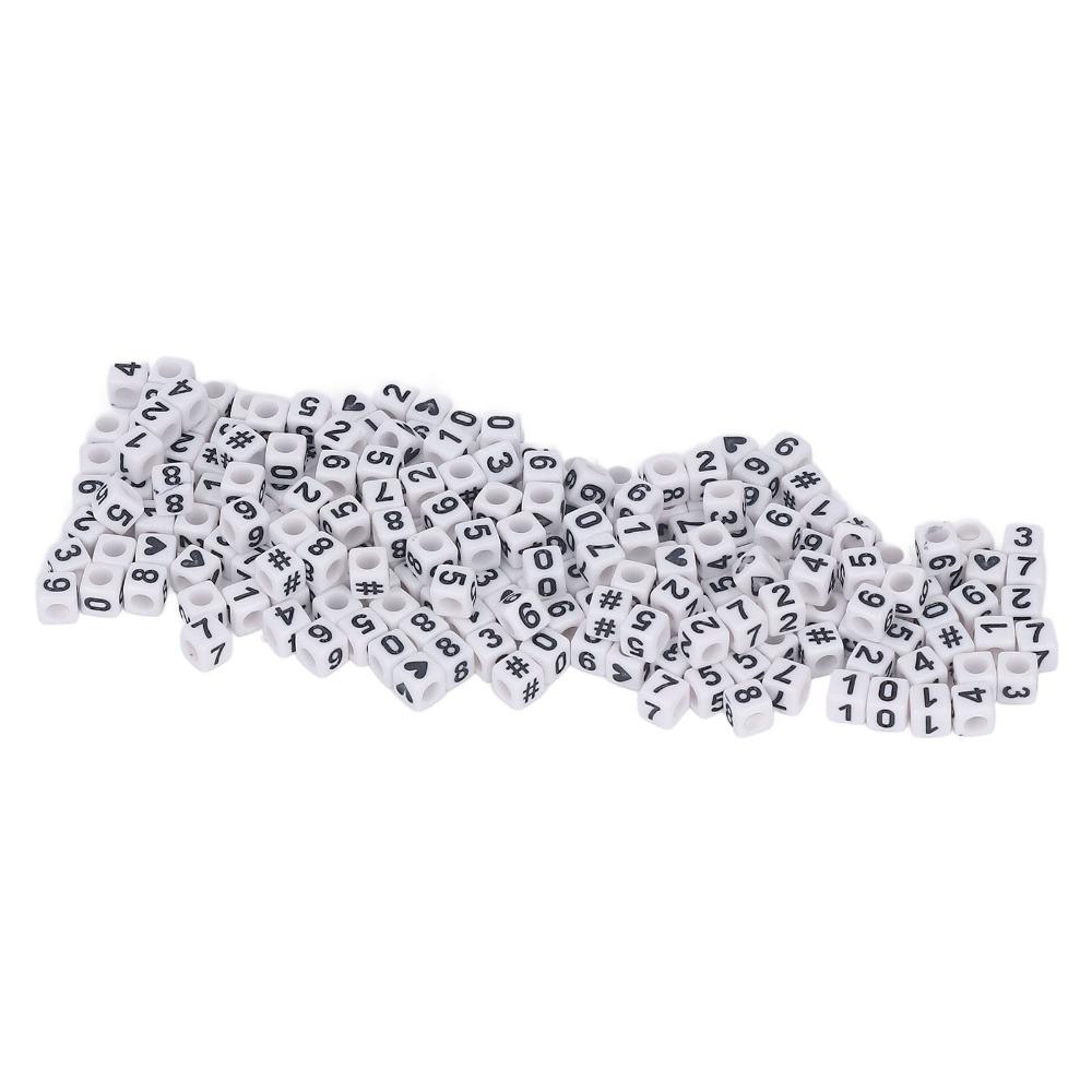 300pcs White Acrylic Number Beads Mixed Numbers 0-9 Loose Beads Bulk DIY Beads Jewelry Making