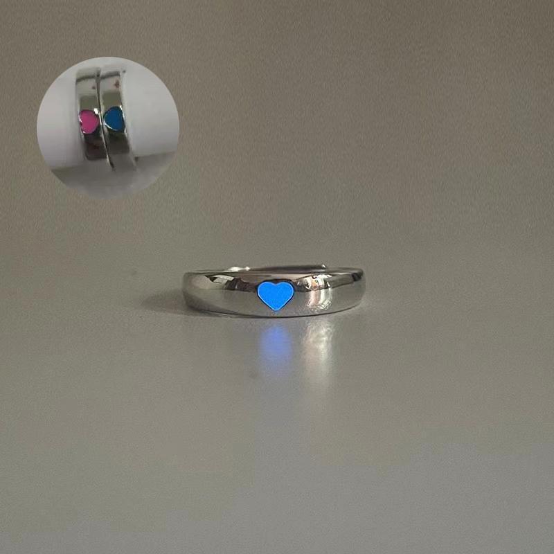 Japanese-Korean Elemexsu Luminous Adjustable Couple Rings