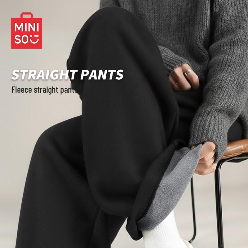 MINISO Men s Winter Fleece-Lined Loose-Fit Sweatpants 2XL