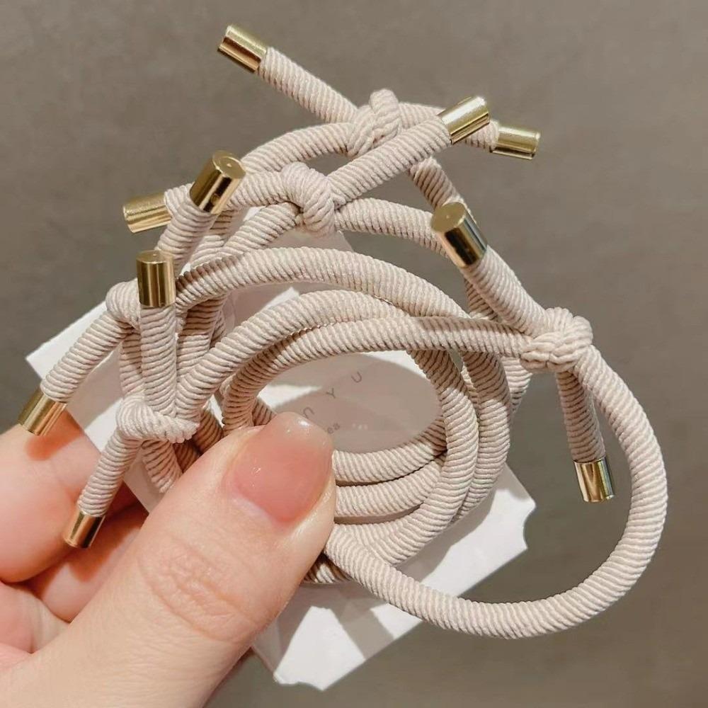 5PCS Gold Plated Elastic Hair Rubber Bands Mix Color Styling Decoration Hair Bands High Elasticity Ponytail Holder