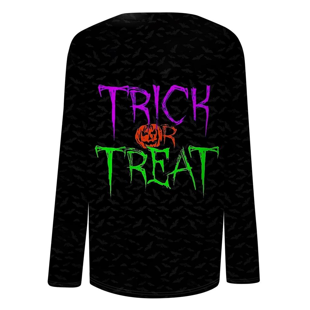 Women's Halloween Printed Round-neck Loose Long-sleeved Top