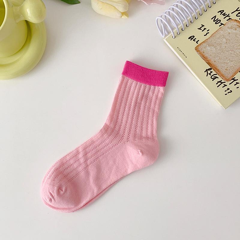 

Женские летние сетчатые носки до середины икры конфетных цветов - Модные, Милые, Тонкие хлопковые One Size