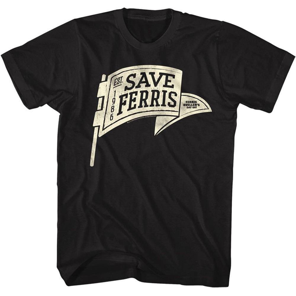 Ferris Bueller s Day Off Save Ferris Pennant Black Adult T-Shirt Unisex T-Shirt XXL