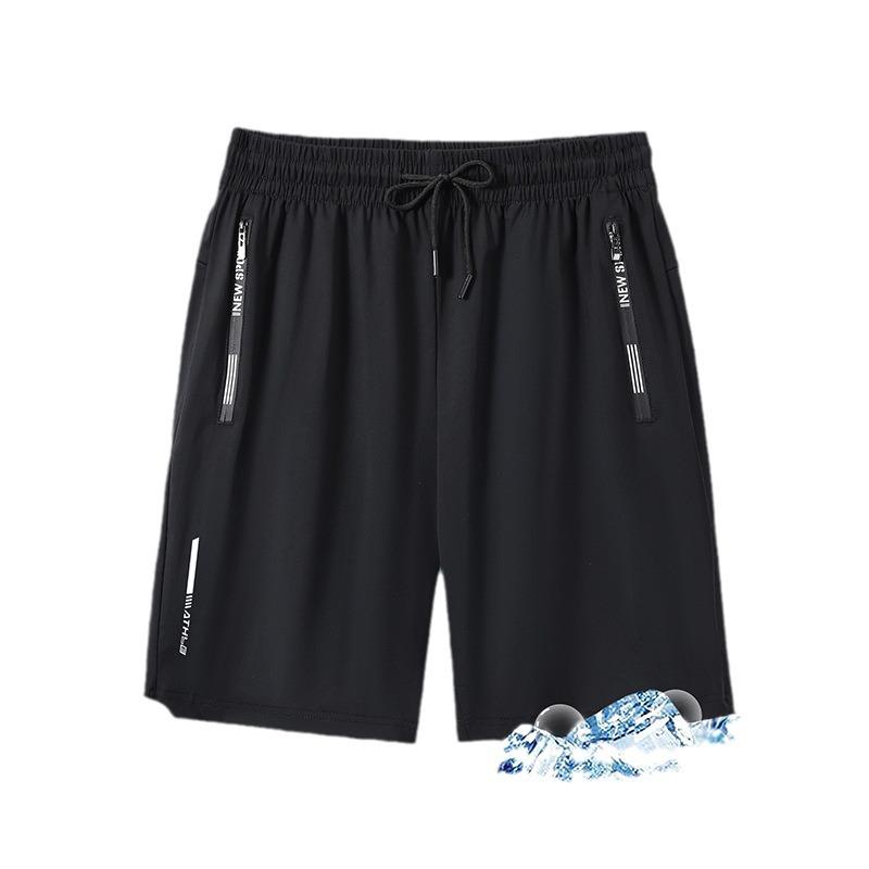 Men's Summer Ice Silk Stretch Shorts - Plus Size, Casual, Thin Beachwear