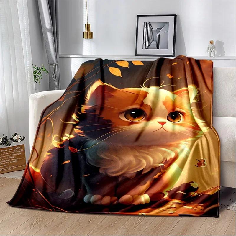 Cartoon Cute Calico Cat,Garfield Cat,Persian Cat,Ragdoll Blanket,Soft Throw Blanket for Home Bedroom Bed Sofa Cover Blanket Kids