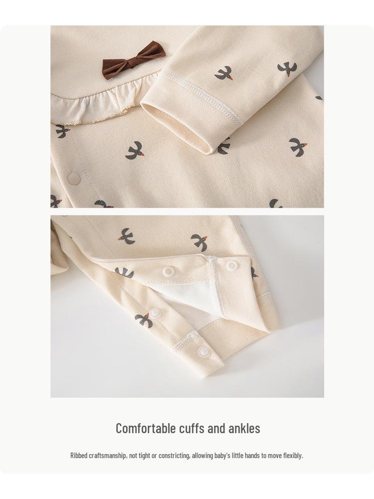 Newborn Baby Girl Onesie - Pure Cotton Spring/Autumn Full Moon Romper - 100 Days Stylish Outerwear