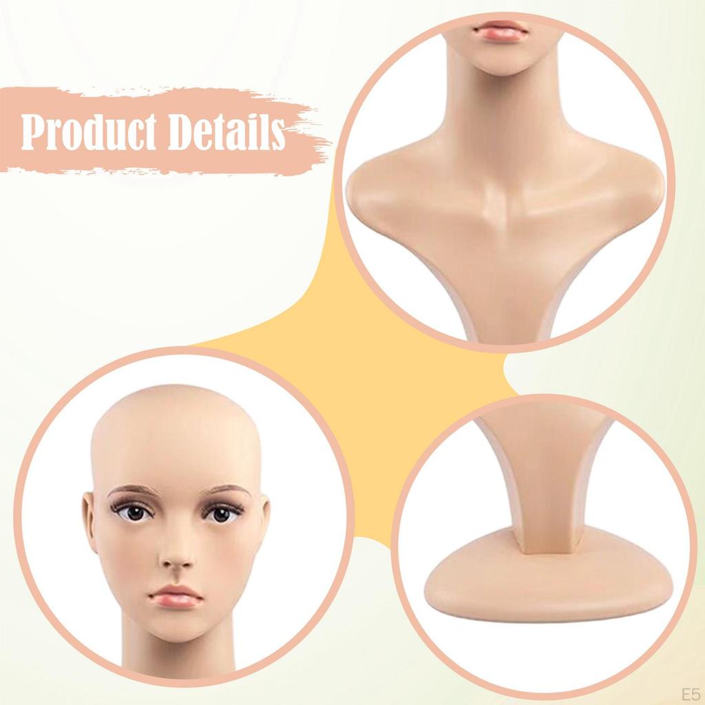Female Mannequin Head Bust with Shoulder for Home Shop Stylists