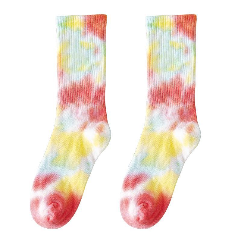 Gradient Tie-Dye Mid-Tube Cotton Socks - Women's Street Fashion & Sport Trend