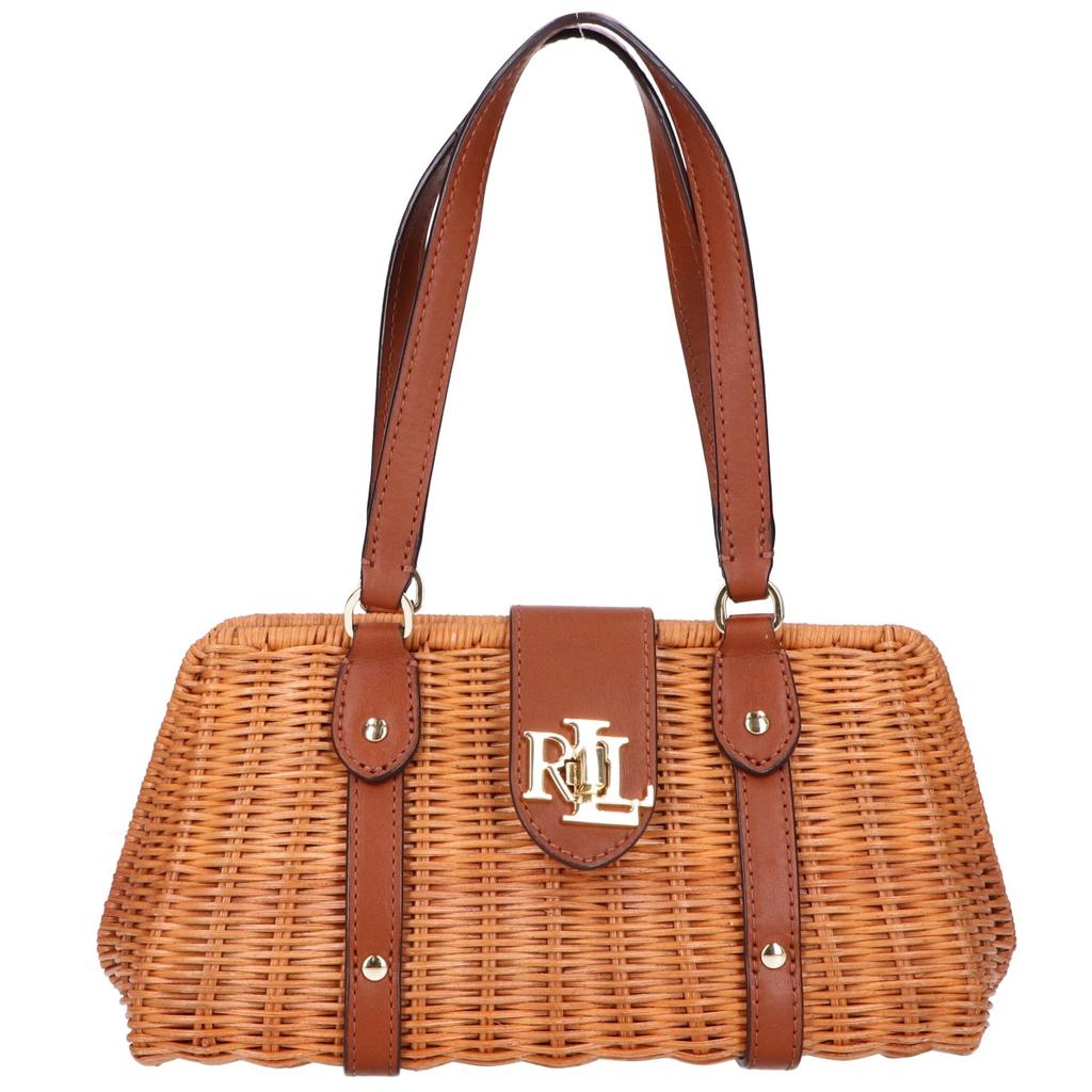 Ralph Lauren [Excellent Condition] Rattan Medium Lilly Turnlock Basket Bag/ Handbag BrownUsed
