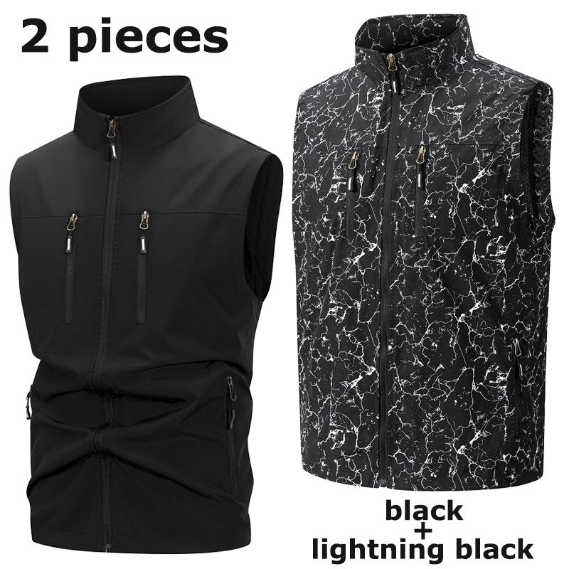 Men's Lightweight Softshell Vest with Zipper Pockets Windproof Sleeveless Jacket for Hiking Golf Outdoor Outwear Windbreaker