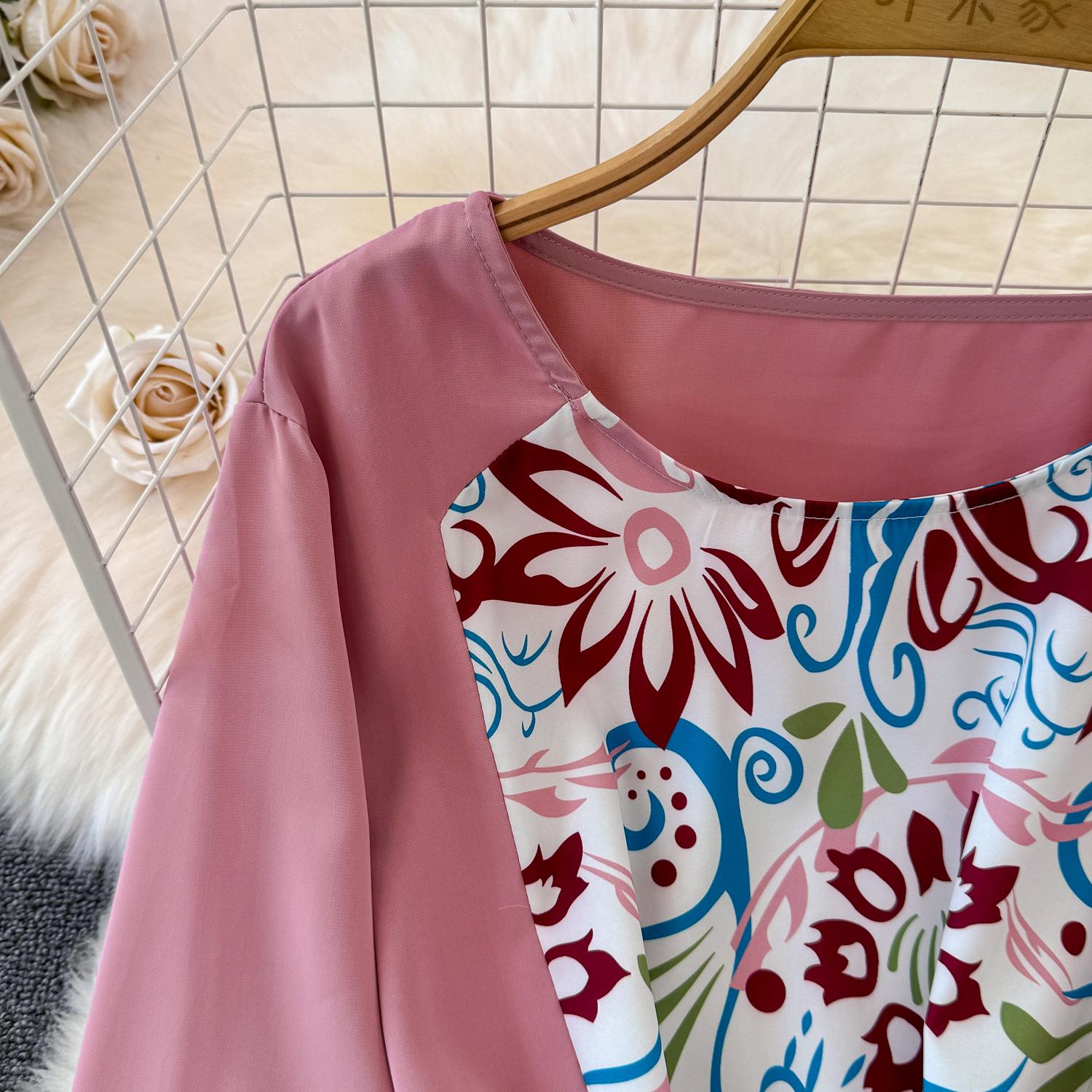 Осеннее винтажное женское длинное платье в стиле пэчворк с принтом — фото 9