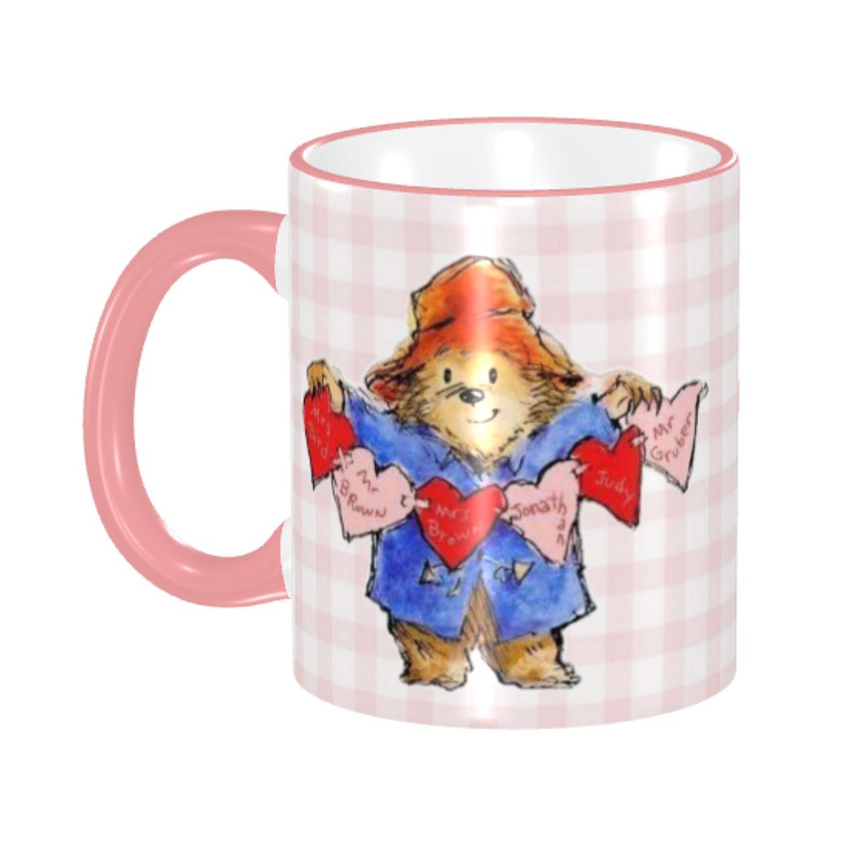 Customized P-Paddingtons Cute Bear Mug Cartoon Plush Doll Pattern Ceramic Coffee Mug Creative Gift Mugs