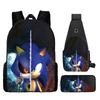 Backpack, Primary School Student Animation Schoolbag, Cartoon Backpack, Satchel, Pencil Bag, Three-Piece Set.