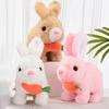 Electric Plush Bunny Toy with Carrot Interactive Walking Rabbit Plushie Handmade Toddlers Educational Jumping Simulation Stuffed Animal Toy