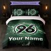 Set Biancheria da Letto Personalizzato Hannover 96 con Nome Testo 1 Copripiumino+2 Federe Logo Calcio Regalo Personalizzato per Occasione Speciale Decorazione Camera da Letto