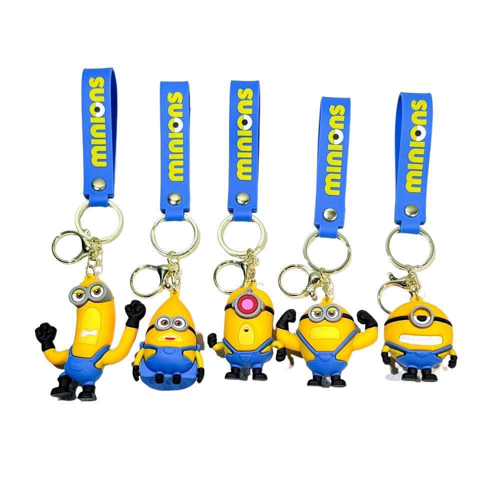 New Anime Minions Keychain Cartoon Child Toy Gift Key Ring Pvc Minion Doll Cute School Bag Pendant Car Key Chain Accessories