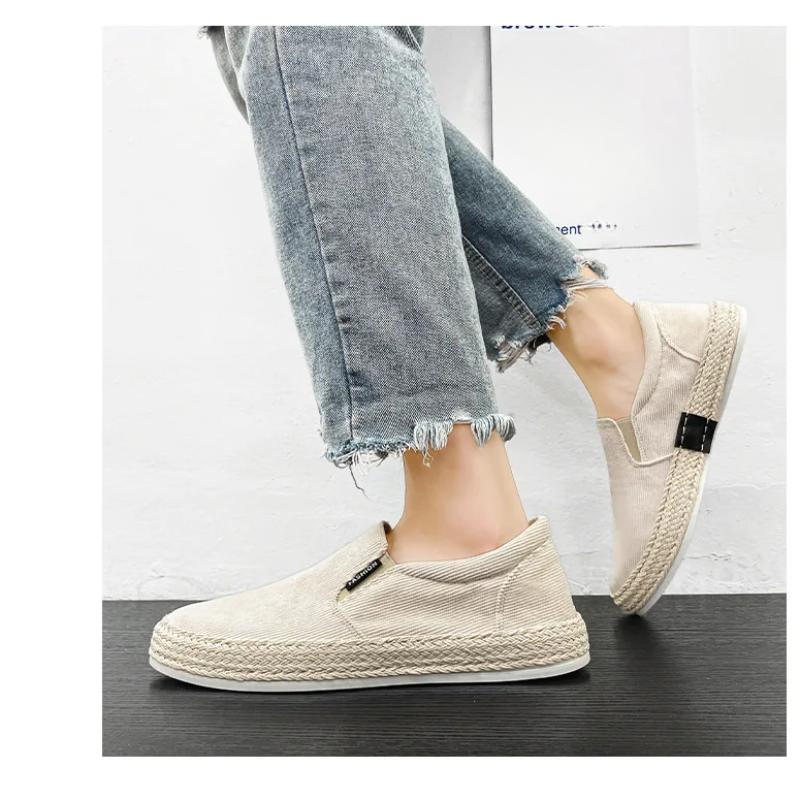 Classic Canvas Men's Summer Thin Breathable Casual Flat Platform Shoes Linen Sneakers Men Loafers Shoes Driving Shoes