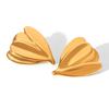 Stainless Steel Leaf Stud Earrings, Niche Design, 18K Gold-Plated, Non-Fading for Women.