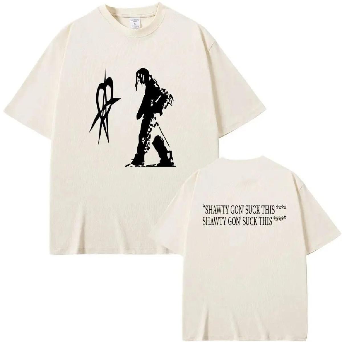 

Футболка хип-хоп винтажного рэпера Playboi Carti Opium Destroy Lonely Oversize Футболки Homixide Gang Streetwear Футболка Ken Carson XXXXXL чёрный