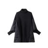 European Loose-fitting Turtleneck Coat with Quilted Texture and Button Detail