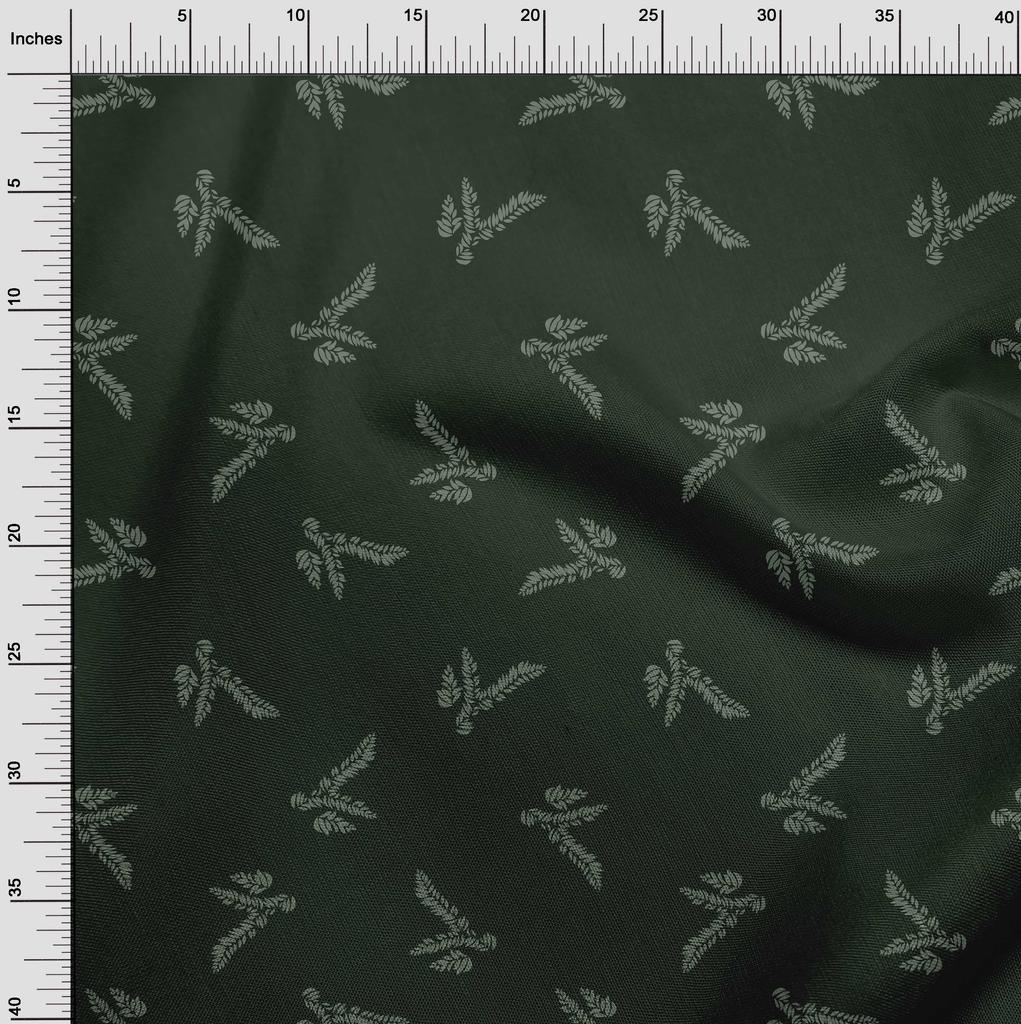 oneOone Cotton Flex Dark Green Fabric Leaves Diy Clothing Quilting Fabric Print Fabric By Yard 40 Inch