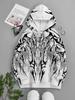 Men's Fashion Streetwear Hooded Sweatshirt in Black, White, and Gray with Symmetrical Abstract Design - Full of Street Style with Rich and Artistic