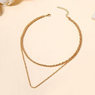 Twist Chain Simple Alloy Necklace Men and Women Niche Cold Wind Double Layer Stacked Collarbone Neck Chain