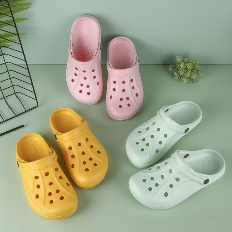 Indoor Home Non-slip Simple Garden Baotou Daily Light Shoes Solid Color Couple Hole Shoes