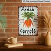 2D Flat, Vintage Fresh Carrots Locally Grown 10 Bunch Aluminum Sign - 8x12 Inch Farm Kitchen Wall Decor Farmhouse Decor, Kitchen Decor, Garden Decor