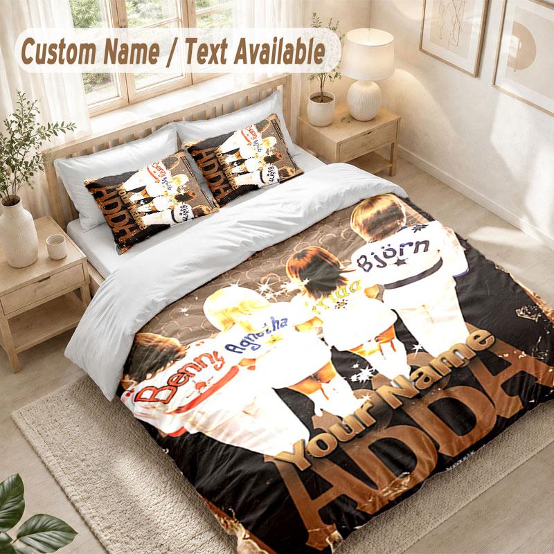Custom Name Bedding Set 3 PiecesABBA Print Duvet Cover + 2 Pillowcases Soft Bed Decor