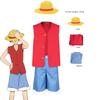 Enfants Adulte Luffy Cosplay Anime One Cos Piece Déguisement Costume Manteau Pantalon Adulte Enfants Vêtements de Plage Fête d'Halloween Jeu de Rôle