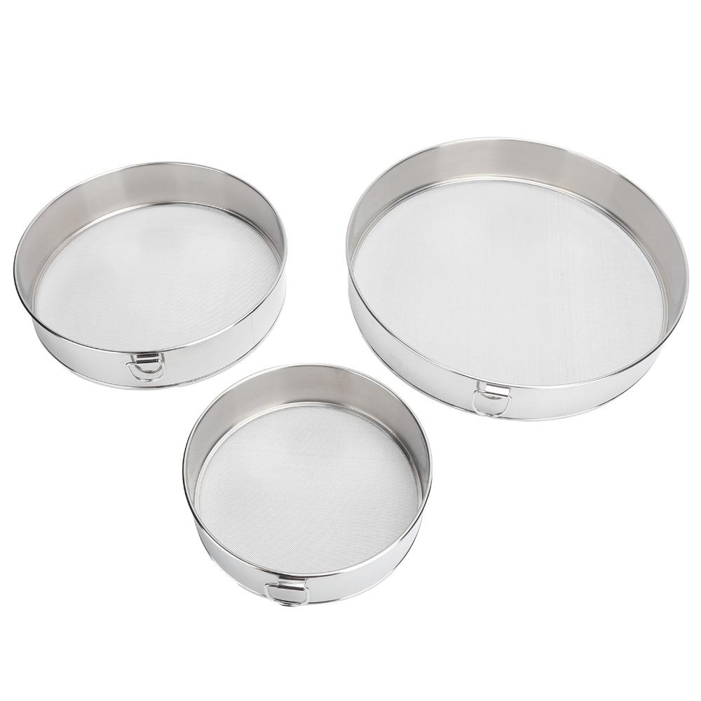 3pcs 304 Stainless Steel Powder Sifter Fine Mesh Flour Sieve Set Powder Dusting