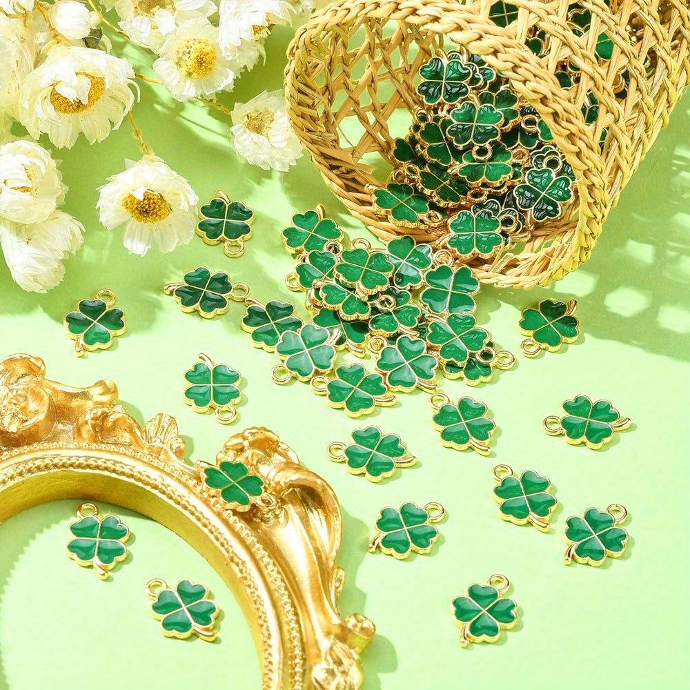 10/20/40 Pieces of Alloy Oil Drop Pendant, Green Clover Pendant, Clover Jewelry, Decorative Accessories, DIY Earrings, Necklaces, Bracelets