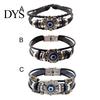 Faux Leather Bracelet Bohemian Multilayer Beads Vintage Geometric Decorative Gift Men Women Turkish Evil Eye Charm Jewelry for Daily Life Fashion