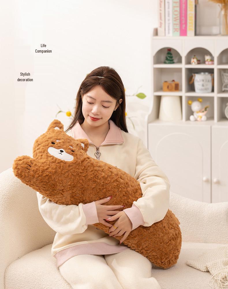 Creative Cartoon Corgi & Black Cat Animal Pillow - Long Lumbar Support Cushion for Sofa or Dorm
