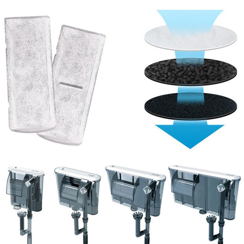 2Pc Aquarium Filter Tank Filtration Activated Carbon Filter Cotton Media Foam