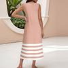 Women's Summer Casual Fashion Stripe Printed Sleeveless Button Casual Maxi Dress