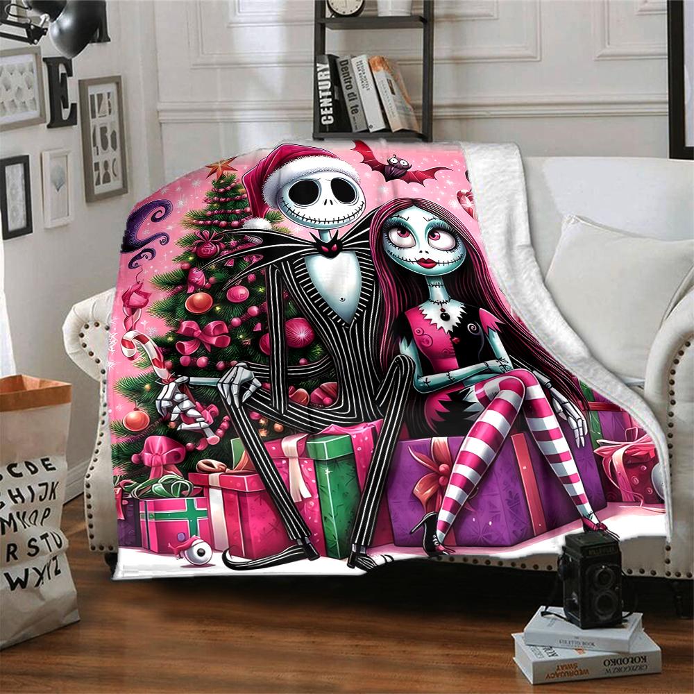 1Pc Christmas Nightmare Before Christmas Blanket Soft Throw Blanket For Home Bedroom Bed Sofa Travel Office Solid Christmas Blanket