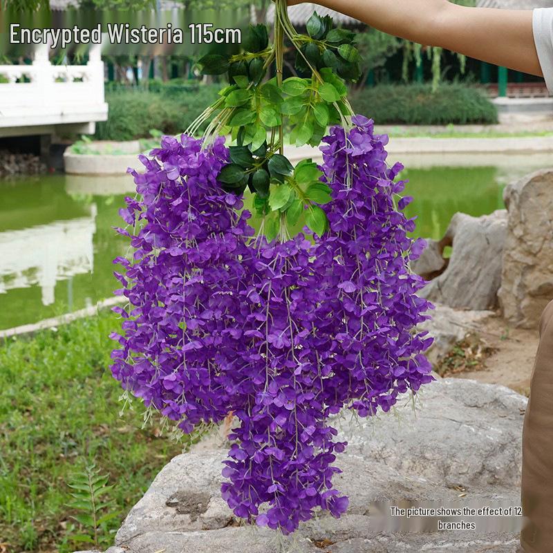 Artificial Wisteria Flower Garland: Violet Hanging Silk Vine for Weddings and Ceiling Decor