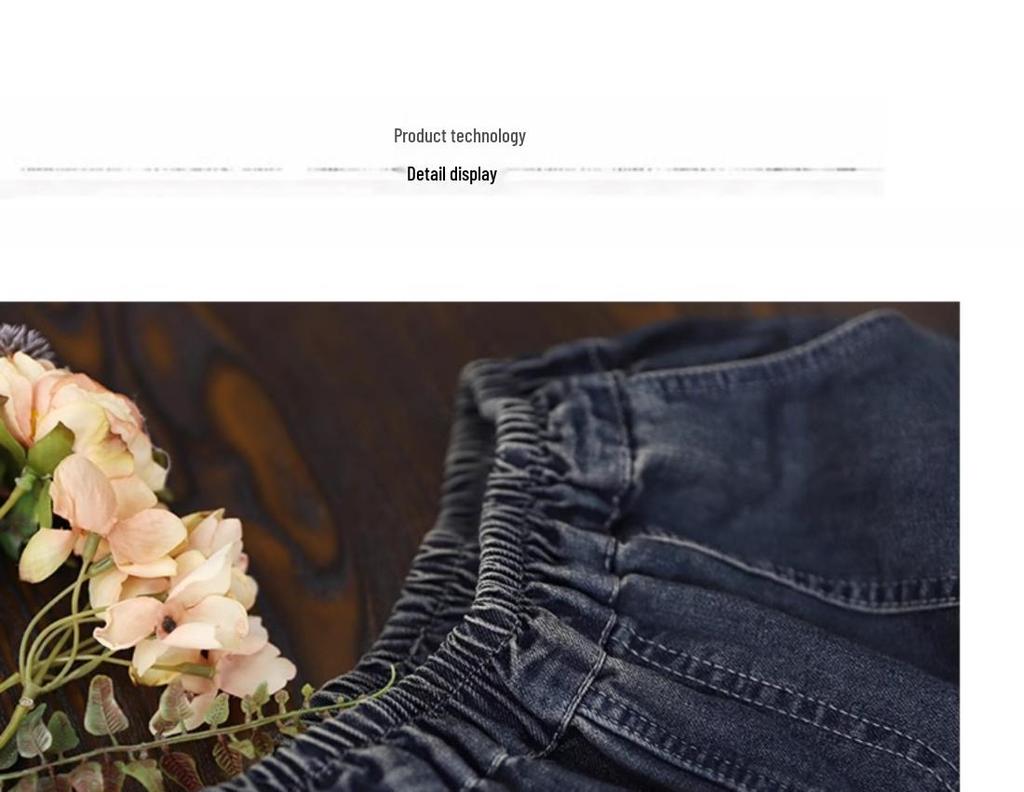 Women's Fashionable Six-Point Denim Capris: New Petite Summer Style, Elasticated Cuffs, Patch Details, Washed & Distressed Harem Pants.