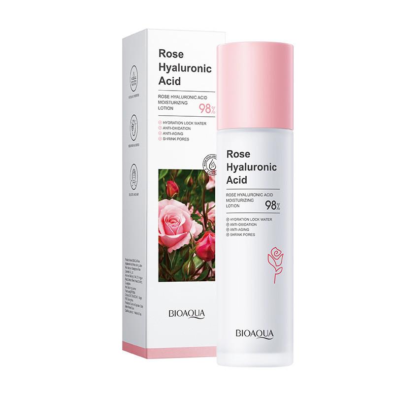 Bioaoua Rose Hyaluronic Moisturizing Lotion Hydrating Lightweight Non Greasy For All Skin Types 100ml